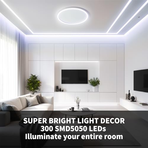 5M(16.4ft) Cool White LED Strip Light, 12V 300LEDs SMD5050 IP65 Waterproof Cuttable LED Tape Light, 6500K Bright Flexible Lights for Valentine’s Day Bedroom Kitchen Cabinet Mirror Decor(No Power Plug)