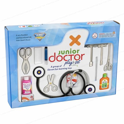 Image of SHAKTISM Junior Doctor Pretend Play Medical Kit for Kids | 12-Piece Doctor Toy Set with Stethoscope, Syringe & Thermometer | Educational Role Play Toy for Boys & Girls (3+ Years)