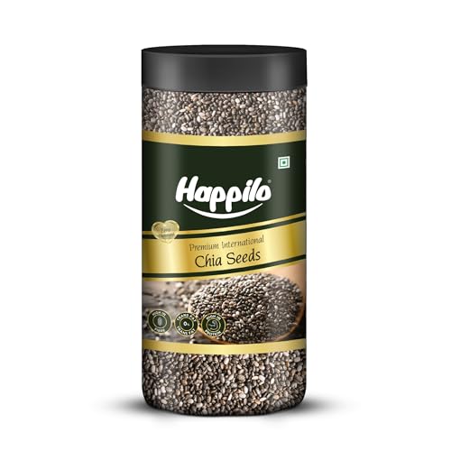 Happilo Premium Raw Organic Chia Seeds 500g Jar | Seeds for Eating | Healthy Snacks | Seeds for Weight Management | Nutrient-Rich Superfood, Rich in Omega-3 Fatty Acids, Fiber, Protein