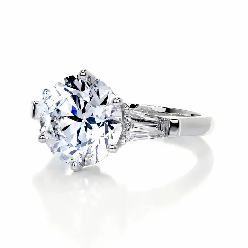 3.5 Carat (ctw) Round Cut Moissanite Engagement Rings for women Platinum Plated Silver Ring Moissanite Rings2