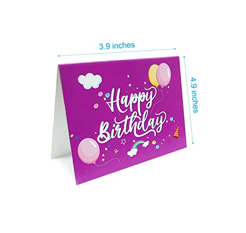Mini Blank Happy Birthday Cards with Envelopes All Occasion - 18 Different 3.9 x 2.9 Inch Blank Greeting Cards White Envelopes. 18 Unique Designs Note Cards with Envelopes Set