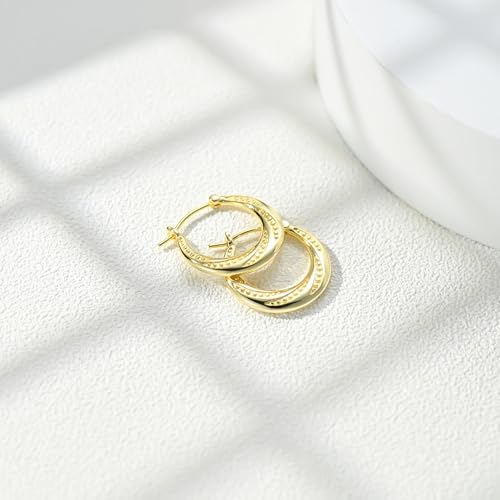 14K Gold Hoop Earrings for Women, Gold Earrings Hoops, Gold Vermeil Earrings Women Trendy Jewelry, 14K Gold Plated 925 Sterling Silver, 22mm3