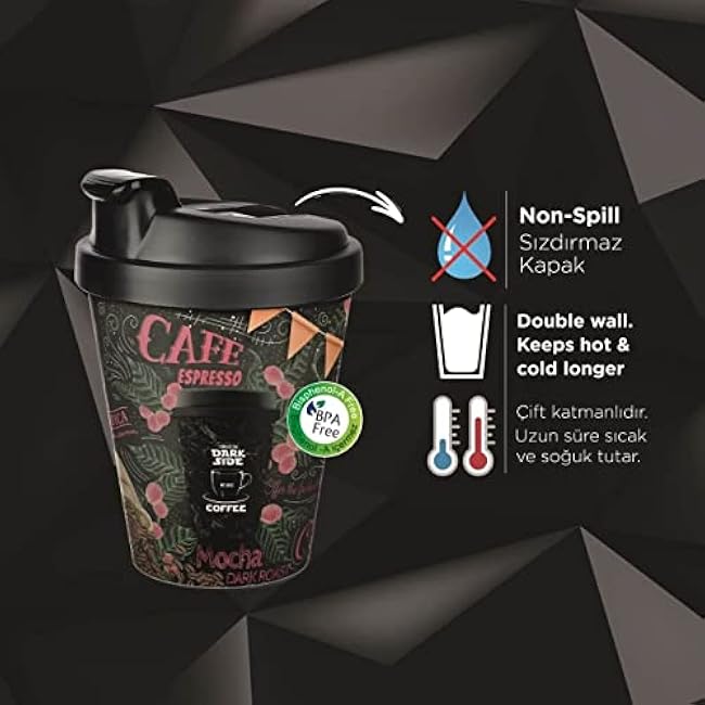 Travel Coffee Cup Leak Free Reusable Plastic Travel Coffee Mug Spill Proof - 13 Oz- 2 Pack