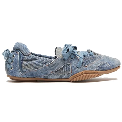 Arqa Women's Lace-up Fashion Ballerina Sneakers Decorative Lacing Back Dressy Ballet Flat Sneakers Comfortable Outgoing Tennis Walking Casual Shoes