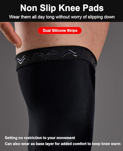 2 Pairs Full Leg Compression Sleeve, Anti-slip Calf Compression Sleeve Women Men, Long Leg Sleeves for Basketball Running4