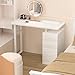 Charmmade Nail Desk,White Manicure Table,Beauty Salon Nail Desk, Acetone Resistant Nail Station with Wrist Cushion, Storage Drawers, and Cabinets, for Beauty, Salon, Spa Makeup (White-03)
