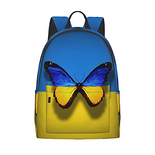 16 inch backpack Ukrainian Flag Butterfly Laptop Backpack Full Print School Bookbag Shoulder Bag for Travel Daypack