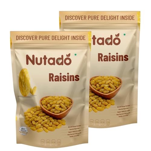 Image of Nutado Premium Indian Green Kishmish 400g (200g x 2) |Seedless Kishmish |Long Green Raisins | Premium Dried Grapes | Dry Fruits | Healthy & Tasty Snacks | Source of Dietary Fiber, Potassium