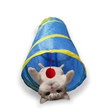 Deofun Cat Tunnel Tube Toys，Tunnels for Indoor Cats, 2 Way Collapsible Interactive Toy with Balls for Rabbits, Kittens, Ferrets, Puppy