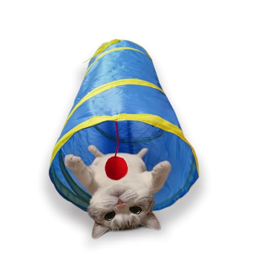 Deofun Cat Tunnel Tube Toys，Tunnels for Indoor Cats, 2 Way Collapsible Interactive Toy with Balls...