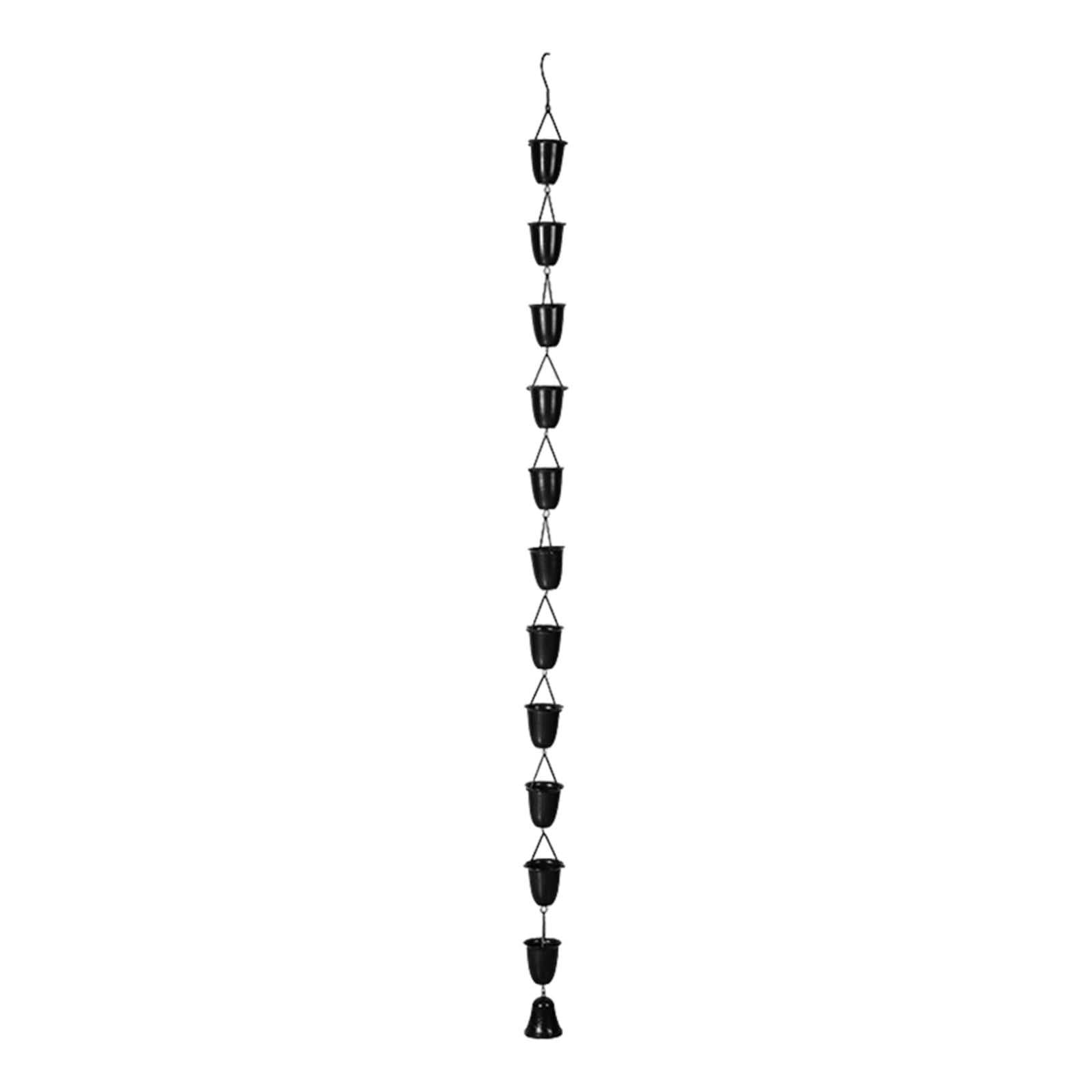 Milageto Chaîne de Pluie en Fer 149.5cm, Remplacement de Descente Extérieure, Coupe Ronde Décorative, Système de Déviation Pluviale avec Coupes pour Toit, Jardin, Abri, Terrasse et Espaces Extérieurs