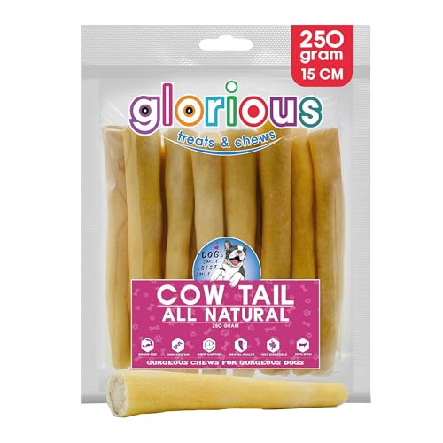 Glorious Treats and Chews – Natural Beef and Cow Tail Dog Chews – Air-Dried, Long-Lasting Treats and Natural Bones for Chewing, No Additives or Preservatives, Suitable for All Breeds and Sizes