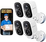 2.5K Wireless Magnetic Home Security Cameras Outdoor 4-Pack, Non-Subscription AI Person Detection, 4MP Color Night Vision, Full Duplex 2-Way Audio, IP66 Waterproof Battery Powered, Sound & Light Alarm
