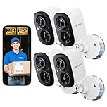2.5K Wireless Magnetic Home Security Cameras Outdoor 4-Pack, Non-Subscription AI Person Detection, 4MP Color Night Vision, Full Duplex 2-Way Audio, IP66 Waterproof Battery Powered, Sound & Light Alarm
