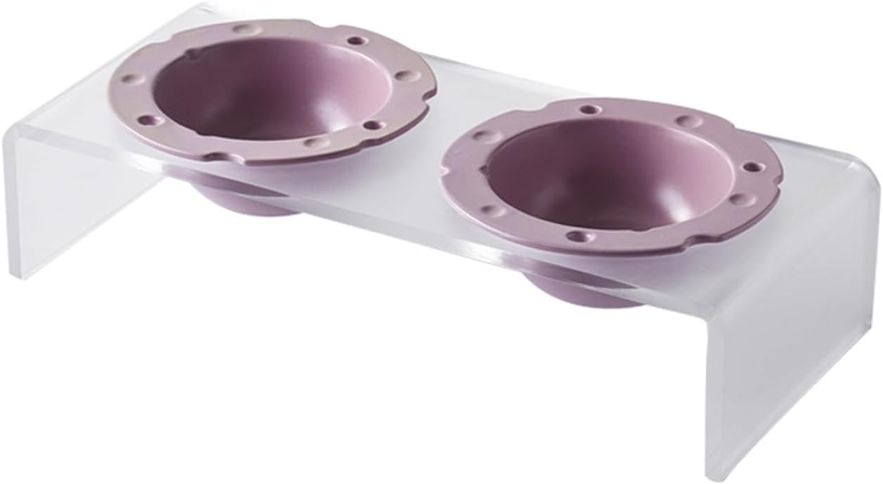 Pet Bowls, Food and Water Pet Feeding Bowl, Ceramics Raised Dog Bowls with Acrylic Stand, Elevated Dog Bowl for Small Medium Dog(Purple)