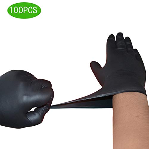 Preisvergleich Produktbild YYZSL Lebensmittelhandschuhe für Kunststoff Nitrilhandschuhe Einweghandschuhe dick, schwarz, Latex, Beauty-Massage, Tattoo, Zuhause, wasserdicht, Experiment, Gummi, puderfrei, 100 Stück, Nitril, M