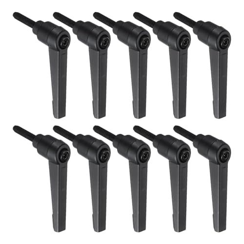 Image of uxcell 10pcs Lever Adjustable Handles M5 x 20mm Metric Male Thread, Level Clamping Handle Hand Stud Knobs Rotating Screw Handles Bolts with Locking Lever, Black