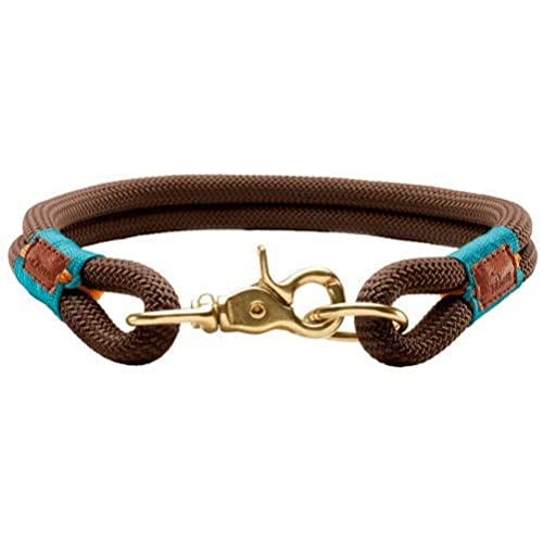 HUNTER CODY Hundehalsband Aus Bisonleder – Weich, Rustikal, Größe 50 (37–43 Cm), Dunkelbraun/cognac
