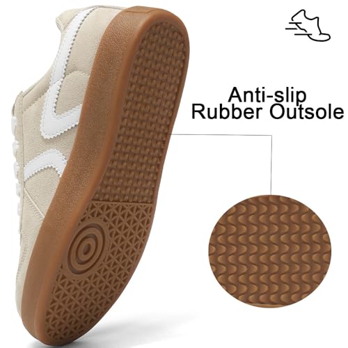 Women's Retro Fashion Sneakers - Gum Sole Suede Casual Walking Footwear Skate Shoes Non Slip Trainers3