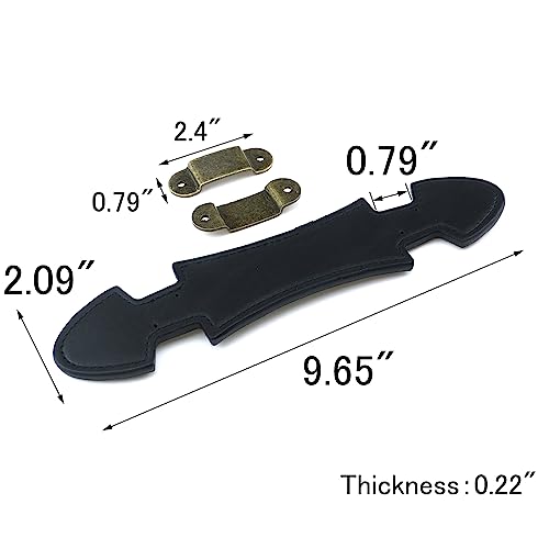 Image of MY MIRONEY 9.65 inch Black Leather Handle Vintage Style Luggage Parts Handle Replacement Amplifier Strap for Luggage Suitcase, Type 1