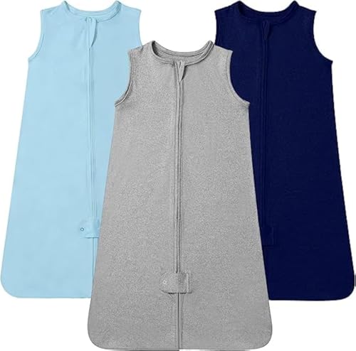 Image of TotAha Baby Sleep Sacks 0-3 months 3 Pack, Lightweight, Buttery Soft, and Safe Baby Wearable Blanket Sleep Bag for Transition Boy Girl, 0.5 TOG