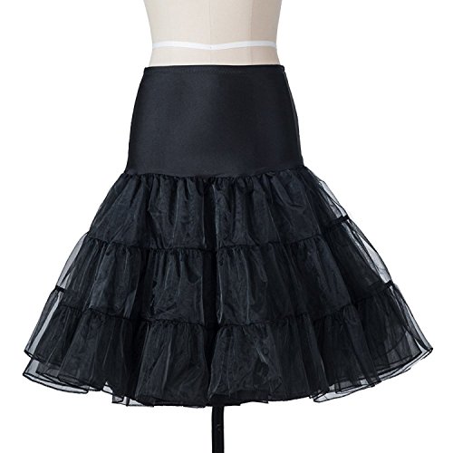 Boolavard TM 50 von 1950 26 \Rockabilly Petticoatunderskirt Retro Vintage Swing-Rot, Schwarz, Weiß, Blau, Rosa (L-XL (EU 42-50), Schwarz)