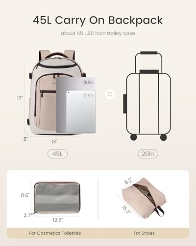 Image of LOVEVOOK 40L Travel Backpack for Women & Men, Airline Approved Carry On Bag