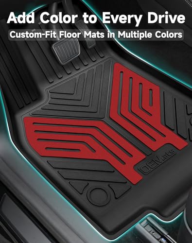 Image of Premium Color TPE Floor Mats 6-PCS for Tesla Model Y Juniper 2025 2026 | Racing Red Wing Design | Car Mat Full Set Front & Rear | All-Weather Protection, Pet & Child-Friendly Accessories
