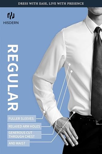 Image of HISDERN Mens Business Dress Shirts Long Sleeve Casual Button Down Shirt Formal Inner Collar Contrast Shirt for Men Wedding