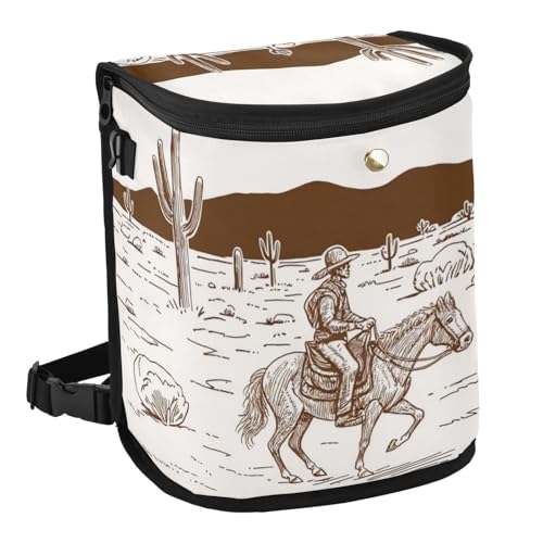 Image of Cowboy Car Trash Can with Lid Leak Proof Car Trash Bag Waterproof Car Garbage Can, Polyester Trash Bin Hanging for Minivan SUV Truck