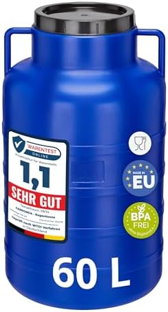 Garronda 60L Twist-Off Regentonne Wassertank Weithalsfass Blau GD-0078 | BPA-frei, mit Deckel, als Regenwassertonne, Wasserfass und Universalfass für Garten, Haushalt und Lebensmit