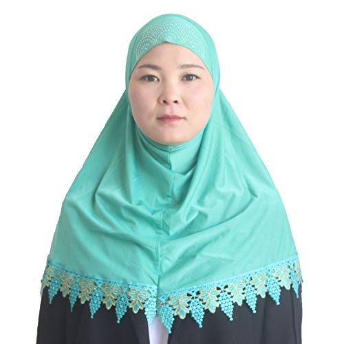 Muslim Islamic Scarf Hijab for Women Girls Rhinestone Scarves With Embroidery Lacework
