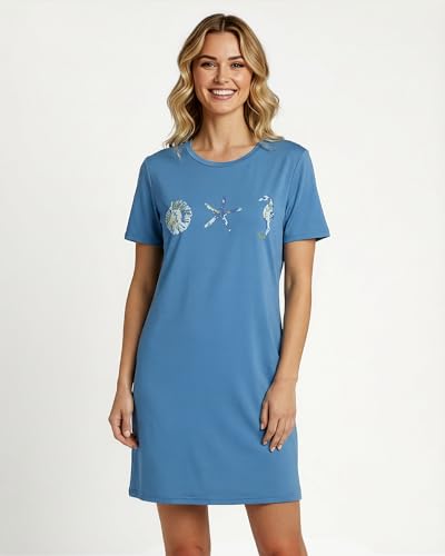 Image of Real Essentials 3 Pack: Women's Short Sleeve Nightgown Dress - Nightshirt Pajama Sleep Shirt Sleepwear (Available in Plus)