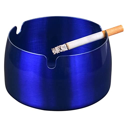 Iwntwy Ashtray, Stainless Steel Outdoors Indoors Windproof Cigarettes Ashtrays For Home Office Hotel Cigaret Ash Tray（Blue) #TOP12