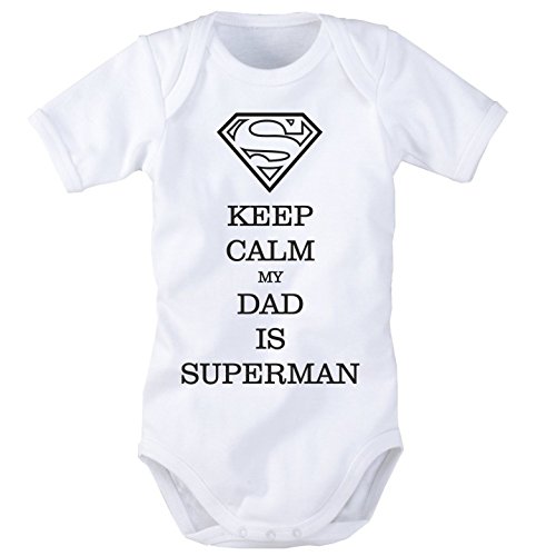 Babybody mit Aufdruck: KEEP CALM MY DAD IS SUPERMAN Cover