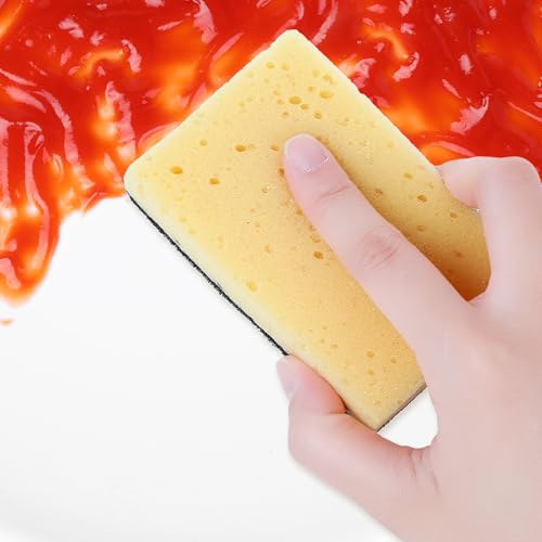 Image of 8 Pack Scratch Scrub Sponges, Kitchen Sponges Clean Tough Messes for Washing Dishes and Cleaning The Kitchen and Bath 3.9 inchx2.4 inchx1 inch Black