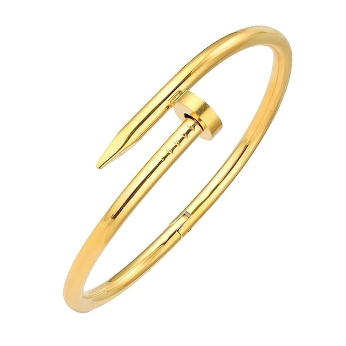 Shivarth Nail Bracelet Golden Plated Stackable Bracelet Stainless Steel Gold Cuff Kada Trendy Twisted Bangle Bracelet Men & Women (One Size) 1pcs (B0D9S5WJ27) Amazon Price History, Amazon Price Tracker