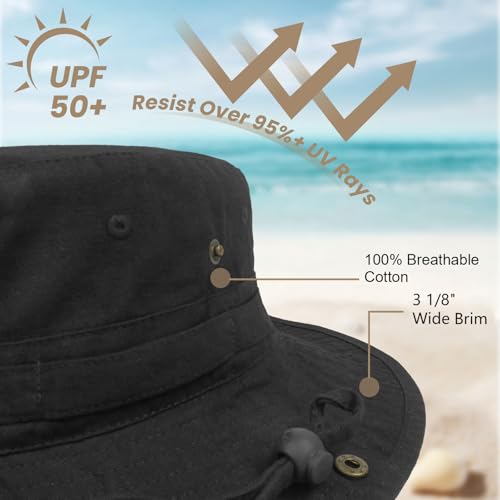Image of Bucket Hat Wide Brim UV Protection Sun Hat Boonie Hats Fishing Hiking Safari Outdoor Hats for Men and Women