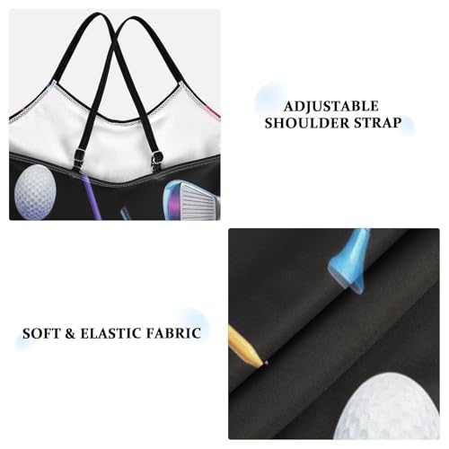 Girls Swimming Suits Beach Swimwear 3-10 Y with Adjustable Shoulder Strap, Colorful Golf Clubs Black3