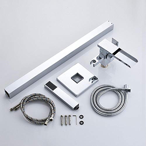 Robinet mitigeur de baignoire à LED chromé avec douchette - 3