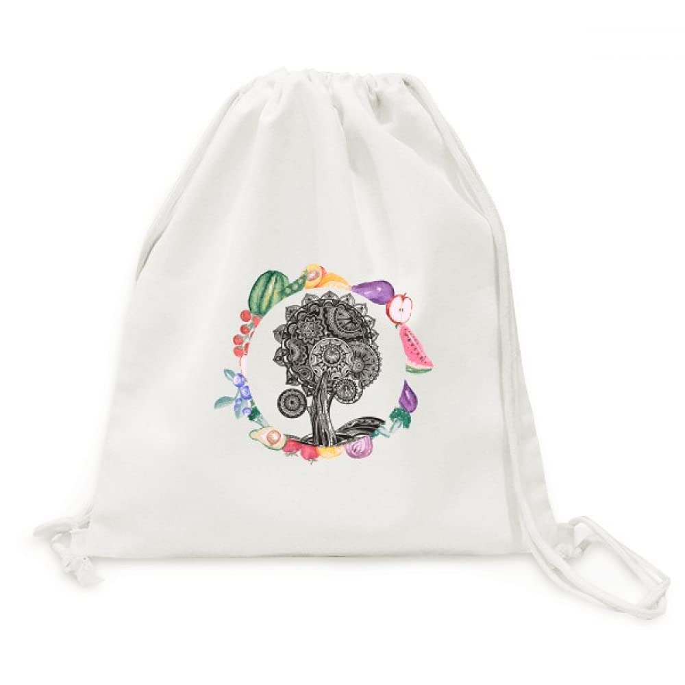 Sac en tissu pliable compact à sangle motif plantes à fleurs blanches