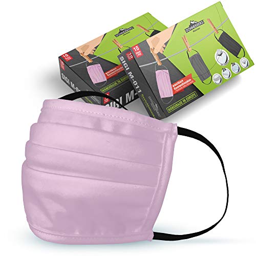 10 x Gesichtsmaske Sigi M011 wiederverwendbar waschbar 2 lagig 100% Baumwolle Unisex Maske nachhaltig rosa Cover