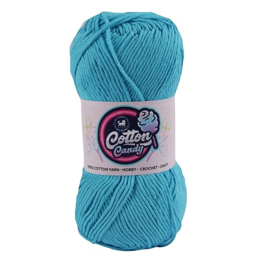 Image of NESTNHAVEN Cotton Candy 100% Cotton Yarn - (100g, 185 Meters) - Luxury Yarn for Crochet, Amigurumi, Embroidery, Toys, Garments, Flowers and Hobby, Projects. (Sky Blue) | (900 Gm)