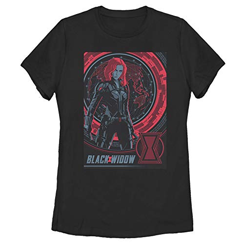 Women's Marvel Black Widow Infrared Globe T-Shirt - Black - Medium