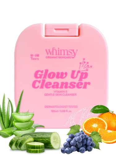 Image of Whimsy Beauty Vitamin E Face & Body Cleanser for Kids & Preteens | Gentle Daily Wash with Aloe Vera, Blood Orange & Niacinamide | 4-16 Years | Organic, Sulfate & Paraben Free | Dermatologist Tested | 180 ml