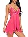 Avidlove Women Lingerie Lace Babydoll V Neck Sleepwear Strap Chemise Rose Red M