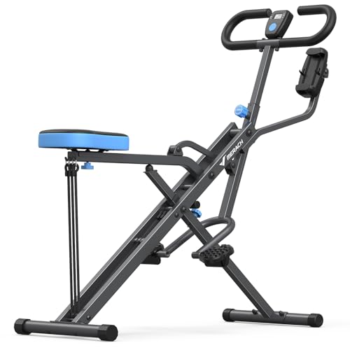 MERACH 2 en 1 Machine à Squats et Rameur avec Support, Équipement de Gym Pliable à Domicile pour...