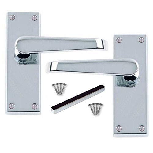Golden Grace Victorian Straight Lever Latch Door Handle Handles - Available in Polished Chrome, Polished Brass and Satin Chrome (Polished Chrome)