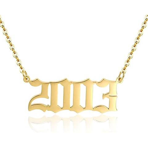 Birth Year Necklace 2003 Gold Personalized Stainless Steel Number Pendant Necklace Man Women Birthday Cover