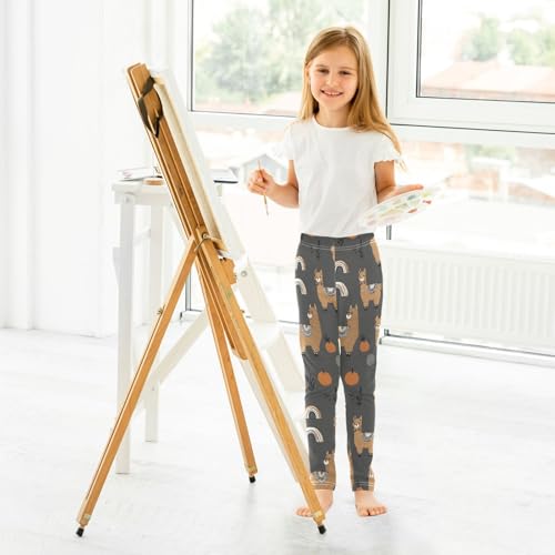 ALAZA Girls' Leggings Children's Yoga Pants Skinny Printed Dance Cactus Brown Comfortable 4T4